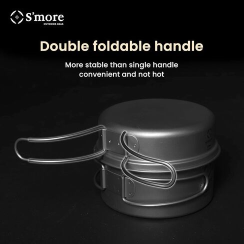 S'More Titanium Cooking Set, Pot and Pan 2 in 1 with Folding Handle, Ultralight Eco-Friendly Camping Cookware for Traveling, Picnic, and Hiking in Saudi Arabia