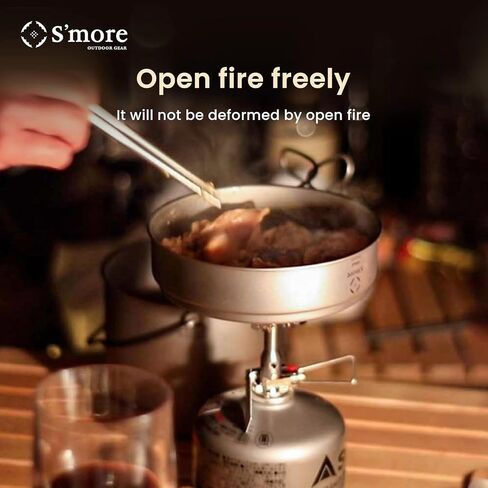 S'More Titanium Cooking Set, Pot and Pan 2 in 1 with Folding Handle, Ultralight Eco-Friendly Camping Cookware for Traveling, Picnic, and Hiking in Saudi Arabia