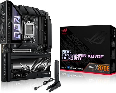 ROG Crosshair X870E Hero BTF AMD ATX Board with Hidden-Connector Design & high-Power GPU Slot for Clean Cable Management, 18+2+2 Power, DDR5, WiFi 7, 5X M.2, PCIe 5.0, USB4, Advanced AI PC Ready in Saudi Arabia