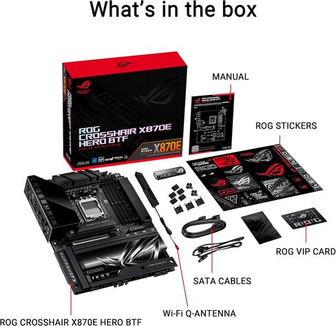 ROG Crosshair X870E Hero BTF AMD ATX Board with Hidden-Connector Design & high-Power GPU Slot for Clean Cable Management, 18+2+2 Power, DDR5, WiFi 7, 5X M.2, PCIe 5.0, USB4, Advanced AI PC Ready in Saudi Arabia