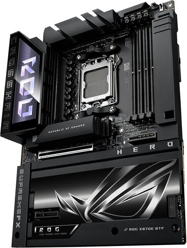 ROG Crosshair X870E Hero BTF AMD ATX Board with Hidden-Connector Design & high-Power GPU Slot for Clean Cable Management, 18+2+2 Power, DDR5, WiFi 7, 5X M.2, PCIe 5.0, USB4, Advanced AI PC Ready in Saudi Arabia