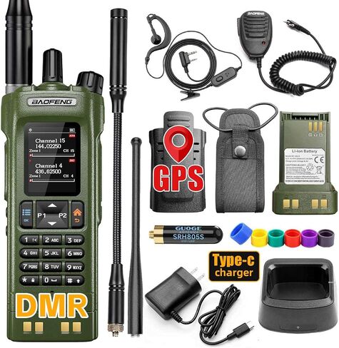 BAOFENG DM32 DM-32UV DMR Radio | Walkie Talkies Long Range | Digital Two-Way Radio | 10W High Power Ham Radio with GPS Positioning | Programming & Type-C Charging | 1PC (2500mAh Battery) in Saudi Arabia