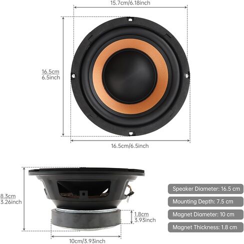مكبر صوت جهير 8 بوصة، قطعتان من مكبرات صوت السيارة ذات استجابة ترددية واسعة ومكبر صوت ستيريو للسيارة الصوتية/المسارح المنزلية in Kuwait