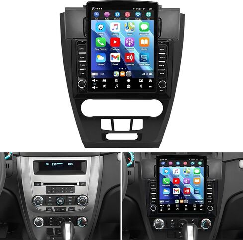 ستيريو راديو السيارة 4+64 جيجا لسيارة Ford Fusion 2010 2011 2012، شاشة لمس مزدوجة Din 9.7 بوصة مع CarPlay لاسلكي ووحدة رأس تلقائية تعمل بنظام Android مع وصلة مرآة، GPS، بلوتوث، SWC، WiFi، FM/AM، ميكروفون كاميرا احتياطية AHD in Saudi Arabia