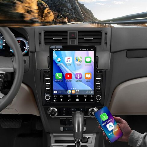ستيريو راديو السيارة 4+64 جيجا لسيارة Ford Fusion 2010 2011 2012، شاشة لمس مزدوجة Din 9.7 بوصة مع CarPlay لاسلكي ووحدة رأس تلقائية تعمل بنظام Android مع وصلة مرآة، GPS، بلوتوث، SWC، WiFi، FM/AM، ميكروفون كاميرا احتياطية AHD in Saudi Arabia
