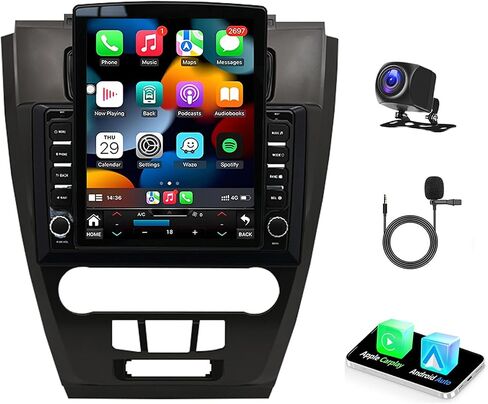 ستيريو راديو السيارة 4+64 جيجا لسيارة Ford Fusion 2010 2011 2012، شاشة لمس مزدوجة Din 9.7 بوصة مع CarPlay لاسلكي ووحدة رأس تلقائية تعمل بنظام Android مع وصلة مرآة، GPS، بلوتوث، SWC، WiFi، FM/AM، ميكروفون كاميرا احتياطية AHD in Saudi Arabia