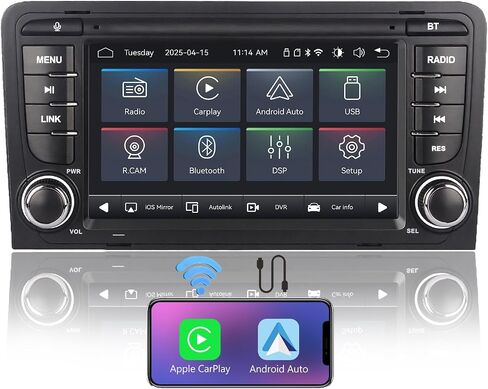ستيريو سيارة Linux سريع التمهيد متوافق مع Audi A3 S3 RS3 8P 2003-2012 بلوتوث/CarPlay اللاسلكي/Android Auto/FM/AM/RDS/USB in Kuwait