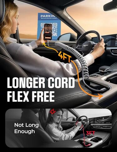 كابل USB C ملفوف من LISEN، عبوتان لكابل Android Auto & CarPlay، كابل USB A قصير إلى USB C متوافق مع iPhone 17/16/15، Samsung Galaxy S25/S24/S23 A15/A14، Google Pixel 9/8، Space Gray 4FT in Saudi Arabia