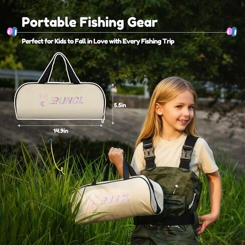 RUNCL Kids Fishing Pole and Reel Combo Kit - 4.9FT Telescopic Fishing Rod with Spincast Reel, Tackle Box, Hat, Sunglasses, Travel Bag - Easy Fishing Kit for Kids Ages 3-12, Youth Beginner in Saudi Arabia