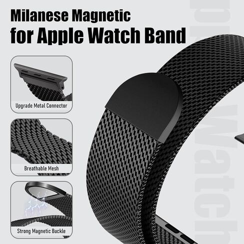 BXUXOHS Milanese Mesh Loop Compatible for Apple Watch Ultra 3/2/1 Band 49mm 46mm 45mm 44mm 42mm 41mm 40mm Men Women,Stainless Steel Metal Magnetic Strap for iWatch Ultra Series 11/10/9/8/7/6/5/4/SE in Saudi Arabia