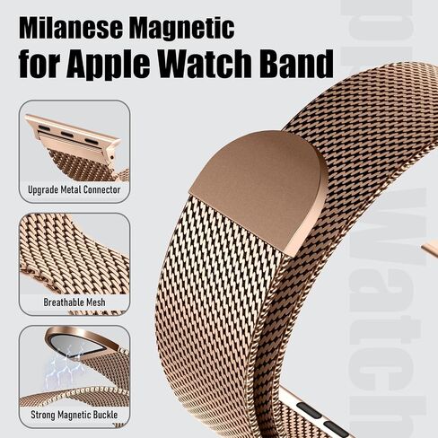 BXUXOHS Milanese Mesh Loop Compatible for Apple Watch Ultra 3/2/1 Band 49mm 46mm 45mm 44mm 42mm 41mm 40mm Men Women,Stainless Steel Metal Magnetic Strap for iWatch Ultra Series 11/10/9/8/7/6/5/4/SE in Saudi Arabia