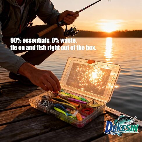 Bass Fishing Tackle Box Kit - Complete Starter Set with 90% of Essential Fishing Gear with Hooks, Lures, Storage Case & More - No Filler, Beginner-Friendly Gift for Men, Dad & Kids in Saudi Arabia