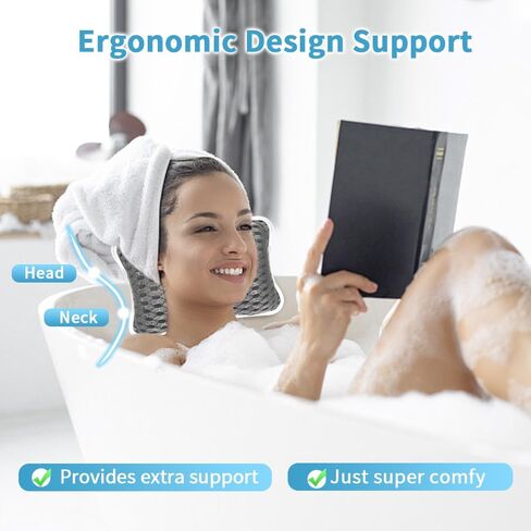 Conbella Luxury Bath Pillows for tub, Slip Resistant Waterproof Bath Pillows for tub Neck and Back Support with 2 Strong Suction Cups, Relaxing Spa Essentials. in Saudi Arabia