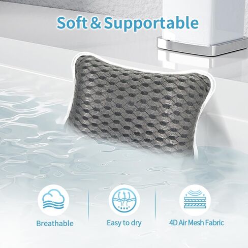 Conbella Luxury Bath Pillows for tub, Slip Resistant Waterproof Bath Pillows for tub Neck and Back Support with 2 Strong Suction Cups, Relaxing Spa Essentials. in Saudi Arabia