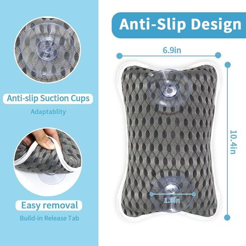 Conbella Luxury Bath Pillows for tub, Slip Resistant Waterproof Bath Pillows for tub Neck and Back Support with 2 Strong Suction Cups, Relaxing Spa Essentials. in Saudi Arabia