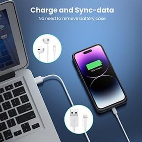 حافظة بطارية Feob لهاتف iPhone 14 Pro (6.1 بوصة)، حافظة شحن بطارية نحيفة للغاية بقوة 7200 مللي أمبير في الساعة، غطاء شاحن ممتد واقٍ قابل لإعادة الشحن لهاتف iPhone 14 Pro-أسود in Kuwait