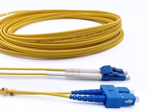 Elfcam® - 5m/16.4ft Fiber Optic Cable LCA to LC/UPC OS2 Singlemode Duplex 9/125um LSZH, Yellow, 5 Meter in Saudi Arabia