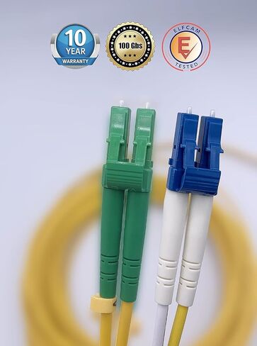 Elfcam® - 5m/16.4ft Fiber Optic Cable LCA to LC/UPC OS2 Singlemode Duplex 9/125um LSZH, Yellow, 5 Meter in Saudi Arabia