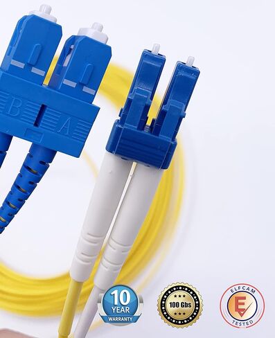 Elfcam® - 5m/16.4ft Fiber Optic Cable LCA to LC/UPC OS2 Singlemode Duplex 9/125um LSZH, Yellow, 5 Meter in Saudi Arabia