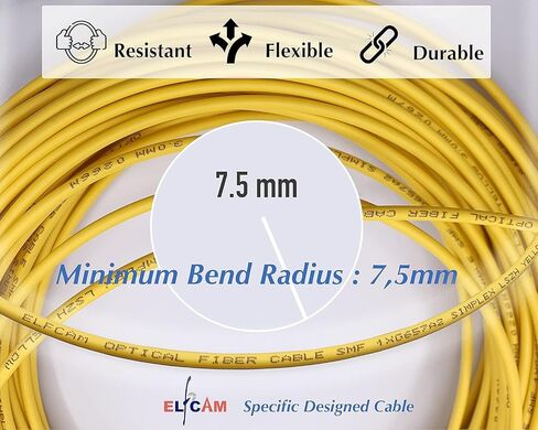 Elfcam® - 5m/16.4ft Fiber Optic Cable LCA to LC/UPC OS2 Singlemode Duplex 9/125um LSZH, Yellow, 5 Meter in Saudi Arabia