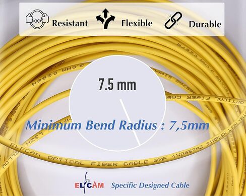 Elfcam® - 5m/16.4ft Fiber Optic Cable LCA to LC/UPC OS2 Singlemode Duplex 9/125um LSZH, Yellow, 5 Meter in Saudi Arabia