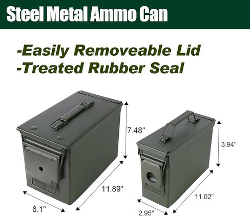 Steel Metal Ammo Can Case Set 30 cal and 50 Cal for Military Army Solid Holder Box for Long-Term Shotgun Rifle Nerf Gun Ammo Storage with Flip Top in Saudi Arabia