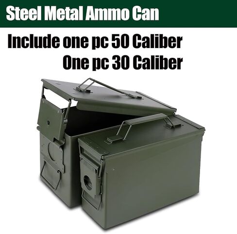 Steel Metal Ammo Can Case Set 30 cal and 50 Cal for Military Army Solid Holder Box for Long-Term Shotgun Rifle Nerf Gun Ammo Storage with Flip Top in Saudi Arabia