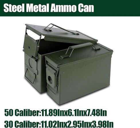 Steel Metal Ammo Can Case Set 30 cal and 50 Cal for Military Army Solid Holder Box for Long-Term Shotgun Rifle Nerf Gun Ammo Storage with Flip Top in Saudi Arabia