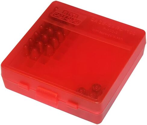 MTM 100 Mag Rim Fire Box, 22 Rim Fire Mag Box, USA Made, Clear Red in Saudi Arabia