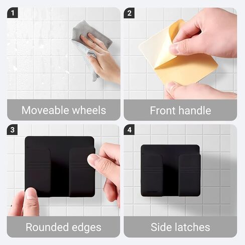 2-Pack Waterproof Shower Phone Mounts & Wall Holders - Self-Adhesive Universal Stand for iPhone/Android-Grey in Saudi Arabia