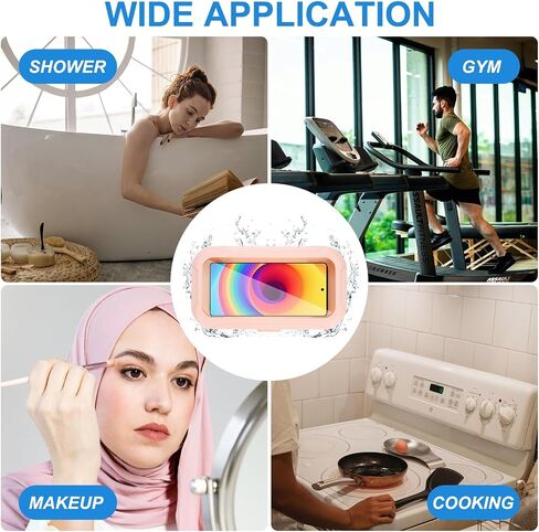 PATIKIL 2 Pcs Shower Phone Holder Waterproof, 360° Retractable Adjustable Shower Phone Case Anti Fog Wall Mount for Bathroom Mirror Bathtub Fit for 7-Inch, White in Saudi Arabia