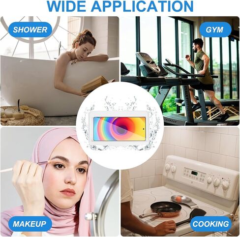 PATIKIL Shower Phone Holder Waterproof, 360° Adjustable Shower Phone Case Anti Fog with Touch Screen Wall Mount for Bathroom Mirror Bathtub Fit for 7-Inch, Black in Saudi Arabia
