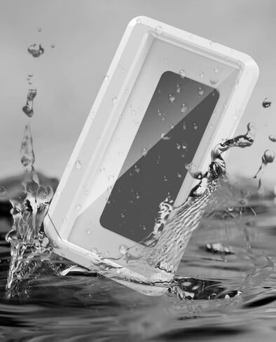 Bath Phone Holder Wall-Mounted Waterproof Touchscreen for Bathroom and Kitchen (7.56" x 4.45" x 0.79" / 19.2 x 11.3 x 2 cm) White in Saudi Arabia