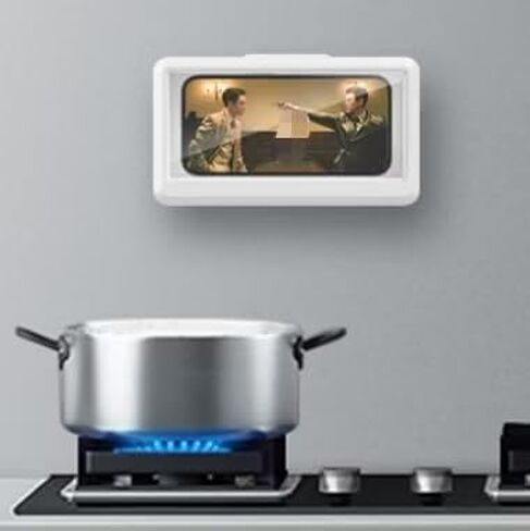 Bath Phone Holder Wall-Mounted Waterproof Touchscreen for Bathroom and Kitchen (7.56" x 4.45" x 0.79" / 19.2 x 11.3 x 2 cm) White in Saudi Arabia
