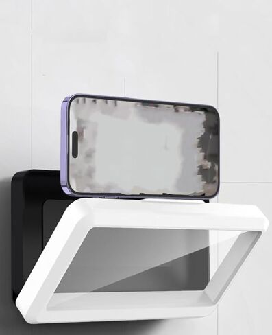 Bath Phone Holder Wall-Mounted Waterproof Touchscreen for Bathroom and Kitchen (7.56" x 4.45" x 0.79" / 19.2 x 11.3 x 2 cm) White in Saudi Arabia