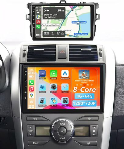 2G+64G Car Radio for Toyota Corolla 2008 2009 2010 2011 2012 2013, Car Stereo Carplay Android auto 9 Inch Touchscreen GPS 4G-WiFi BT/FM/RDS EQ Backup Camera in Saudi Arabia