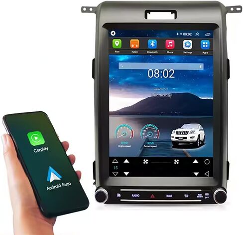 شاشة Carplay مقاس 12.1 بوصة لسيارة Ford F150 Raptor 2013-2015 Years، مع Carplay Wireless Android Auto، مشغل وسائط ملاحة بلوتوث ستيريو للسيارة GPS WiFi (12.1 بوصة F150 2GB+32GB) in Kuwait