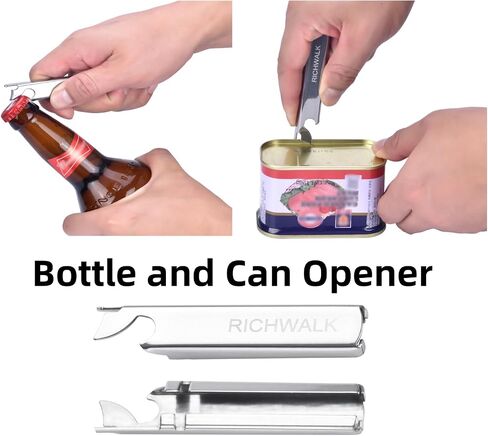 4-in-1 Camping Spoon Fork Knife Combos Set of 4 - Portable Stainless Steel Flatware Spoon Fork kit - fork Knife & Bottle Opener Combo Pack for Picnic Hiking Travel in Saudi Arabia
