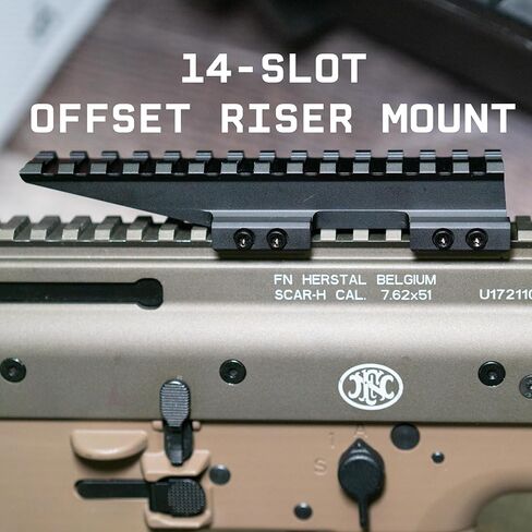 Monstrum Shrapnel Offset Picatinny Riser Mount مع قاعدة إيقاف الارتداد | 14 فتحة 5 بوصة in Saudi Arabia