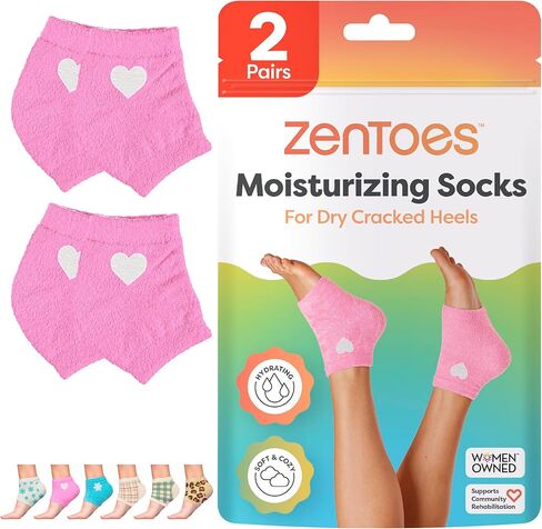 ZenToes Moisturizing Heel Socks 2 Pairs Gel Lined Toeless Spa Socks to Heal and Treat Dry, Cracked Heels While You Sleep (Regular, Black) in Saudi Arabia