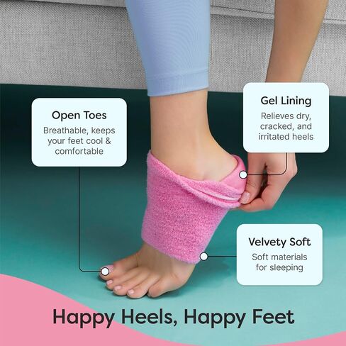 ZenToes Moisturizing Heel Socks 2 Pairs Gel Lined Toeless Spa Socks to Heal and Treat Dry, Cracked Heels While You Sleep (Regular, Black) in Saudi Arabia