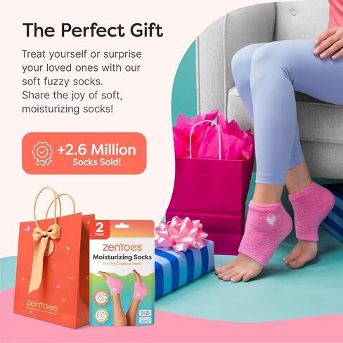 ZenToes Moisturizing Heel Socks 2 Pairs Gel Lined Toeless Spa Socks to Heal and Treat Dry, Cracked Heels While You Sleep (Regular, Black) in Saudi Arabia