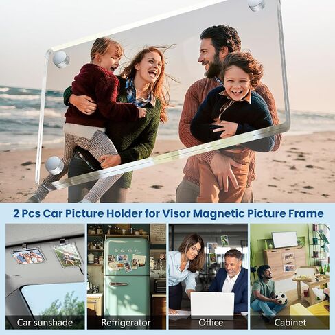 4 Pcs Car Picture Holder for Sun Visor, 2.4×3.5 Inch Acrylic Magnetic Visor Photo Clip for Car，Personalized Car Visor Accessories, Car Sunshade Photo Frame, Display Your Precious Memories on the Go in Saudi Arabia