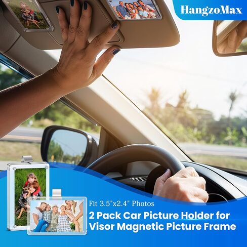 4 Pcs Car Picture Holder for Sun Visor, 2.4×3.5 Inch Acrylic Magnetic Visor Photo Clip for Car，Personalized Car Visor Accessories, Car Sunshade Photo Frame, Display Your Precious Memories on the Go in Saudi Arabia