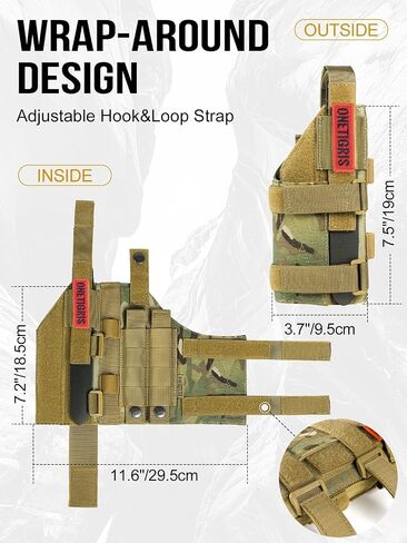 OneTigris Gun Holster حافظة مسدس نايلون لليد اليمنى لمعظم المسدسات متوسطة الحجم كاملة الحجم 1911/17/19/20/21/45 M&P Shield 9 مم مع ملحق أسفل البرميل in Saudi Arabia