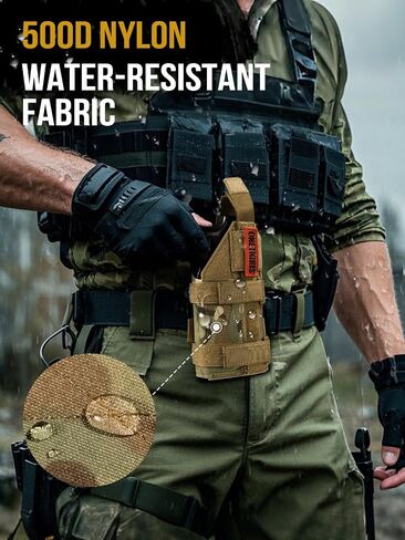 OneTigris Gun Holster حافظة مسدس نايلون لليد اليمنى لمعظم المسدسات متوسطة الحجم كاملة الحجم 1911/17/19/20/21/45 M&P Shield 9 مم مع ملحق أسفل البرميل in Saudi Arabia