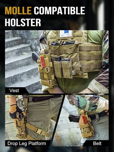 OneTigris Gun Holster حافظة مسدس نايلون لليد اليمنى لمعظم المسدسات متوسطة الحجم كاملة الحجم 1911/17/19/20/21/45 M&P Shield 9 مم مع ملحق أسفل البرميل in Saudi Arabia