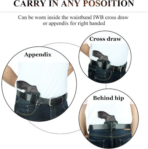 Kosibate IWB Leather Holster, Fits Most J Frame Revolvers - Ruger SP101 LCR/Smith and Wesson Bodyguard/Taurus 50 85 / Charter Arms & Most .38 Special Type Holsters … … in Saudi Arabia