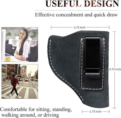 Kosibate IWB Leather Holster, Fits Most J Frame Revolvers - Ruger SP101 LCR/Smith and Wesson Bodyguard/Taurus 50 85 / Charter Arms & Most .38 Special Type Holsters … … in Saudi Arabia