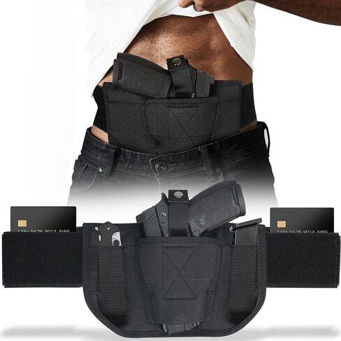 Belly Band Holster for Concealed Carry - Gun Holster for Men & Women, Ambidextrous Design, Double Mag Pouch for Most Pistols and Revolvers in Saudi Arabia
